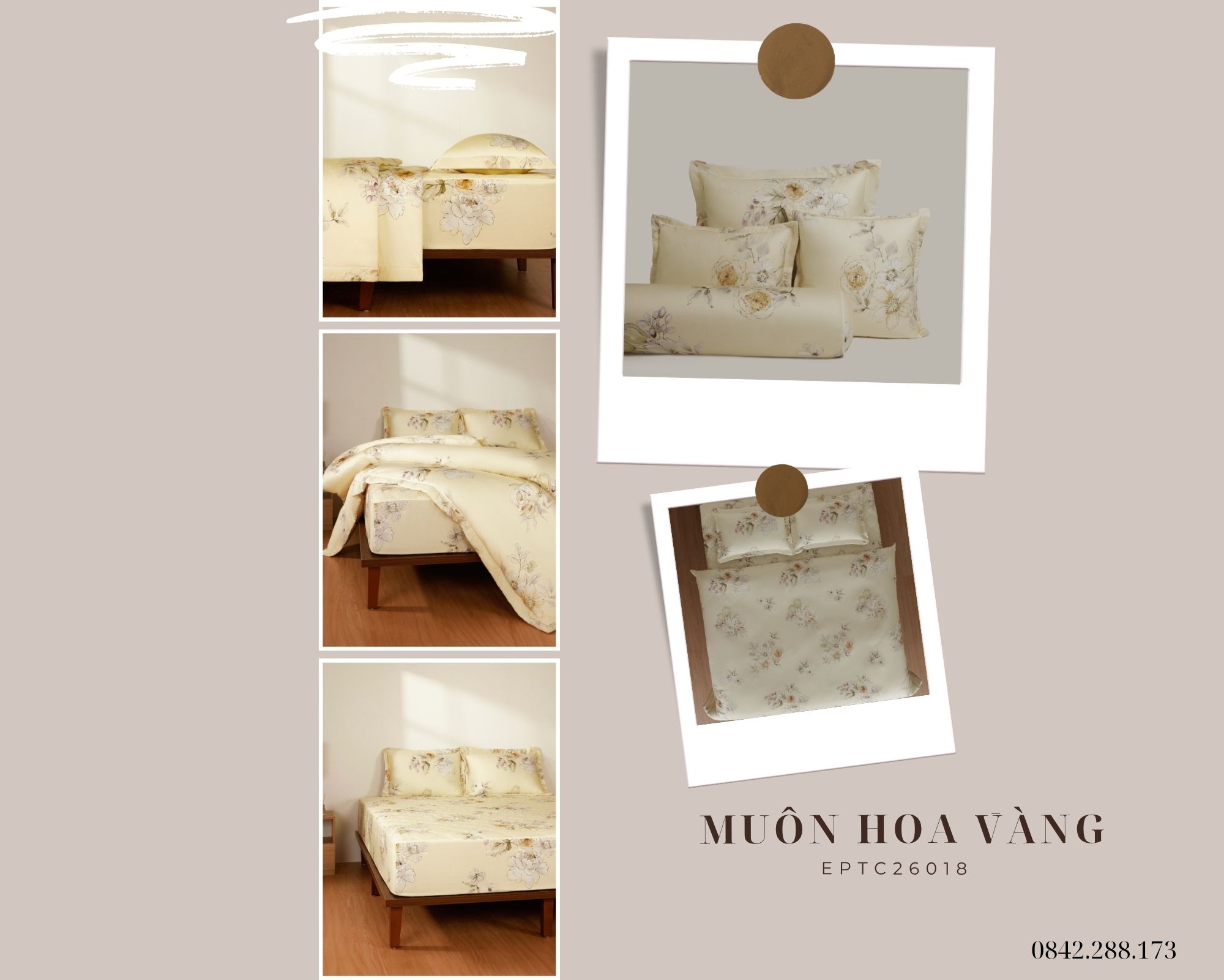 Bộ chăn ga gối Muôn Hoa Vàng - EPTC26018