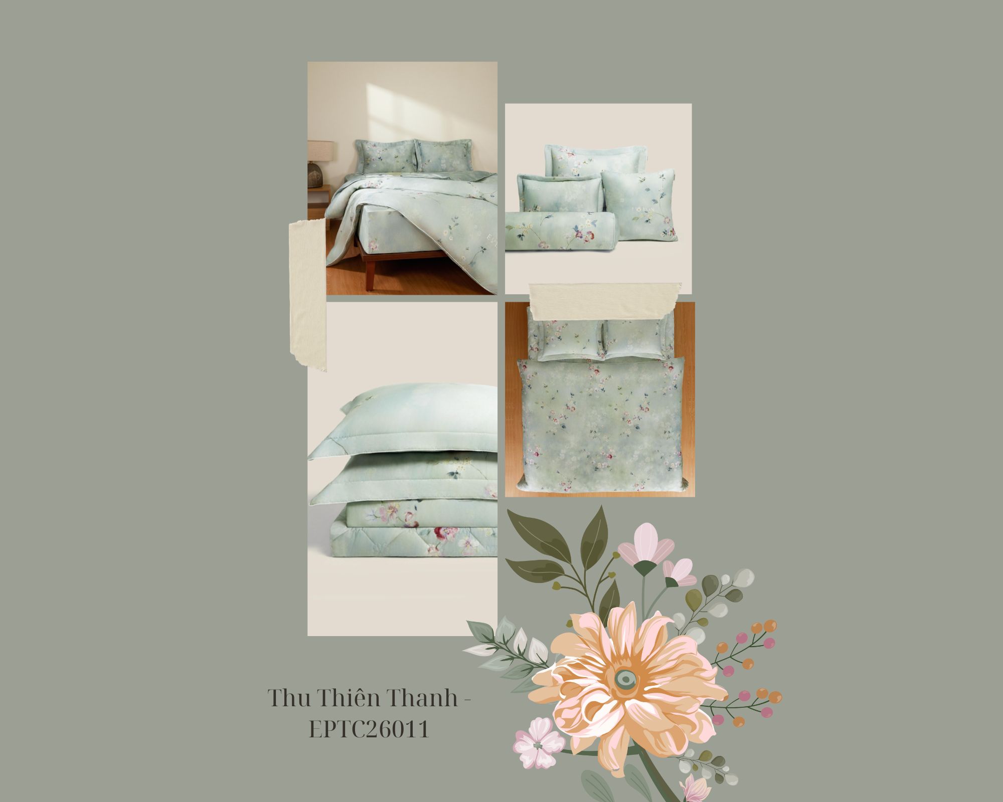 Bộ chăn ga gối Everon Thu Thiên Thanh - EPTC26011