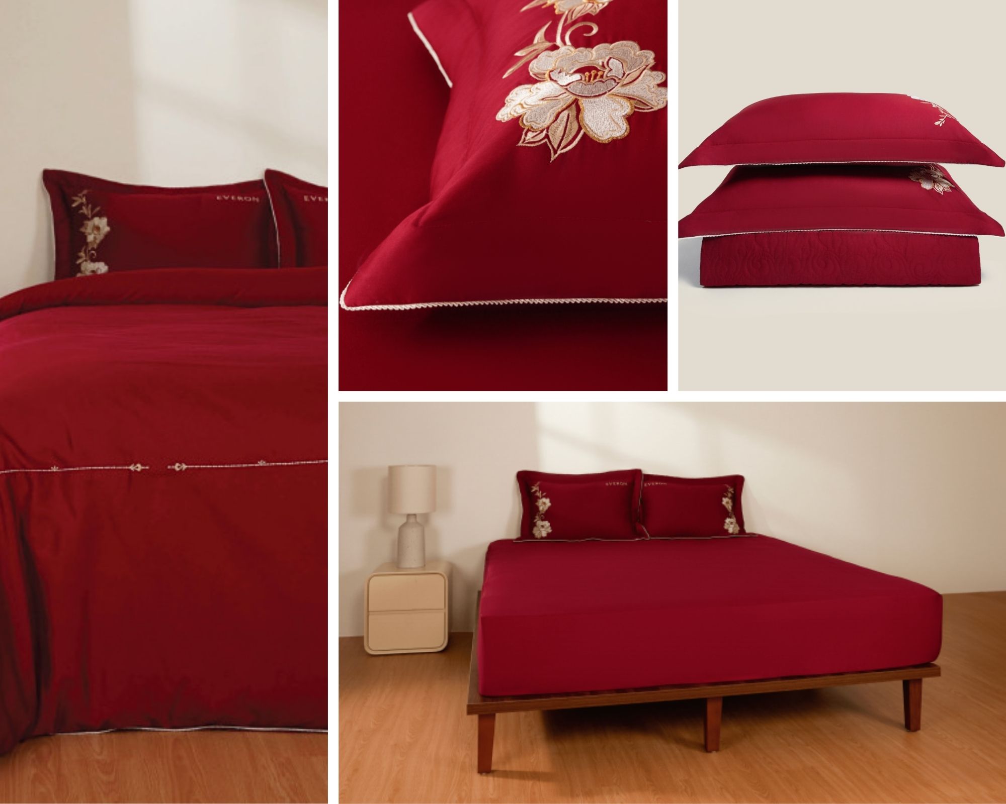 Bộ chăn ga gối Everon Cẩm chướng đỏ - ESTC26007