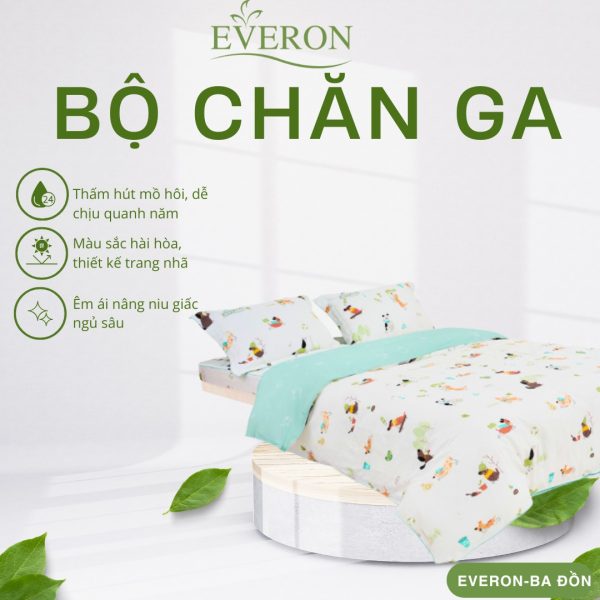 Bộ chăn ga gối Everon Kids Cún Thân Thiện- CPC25201