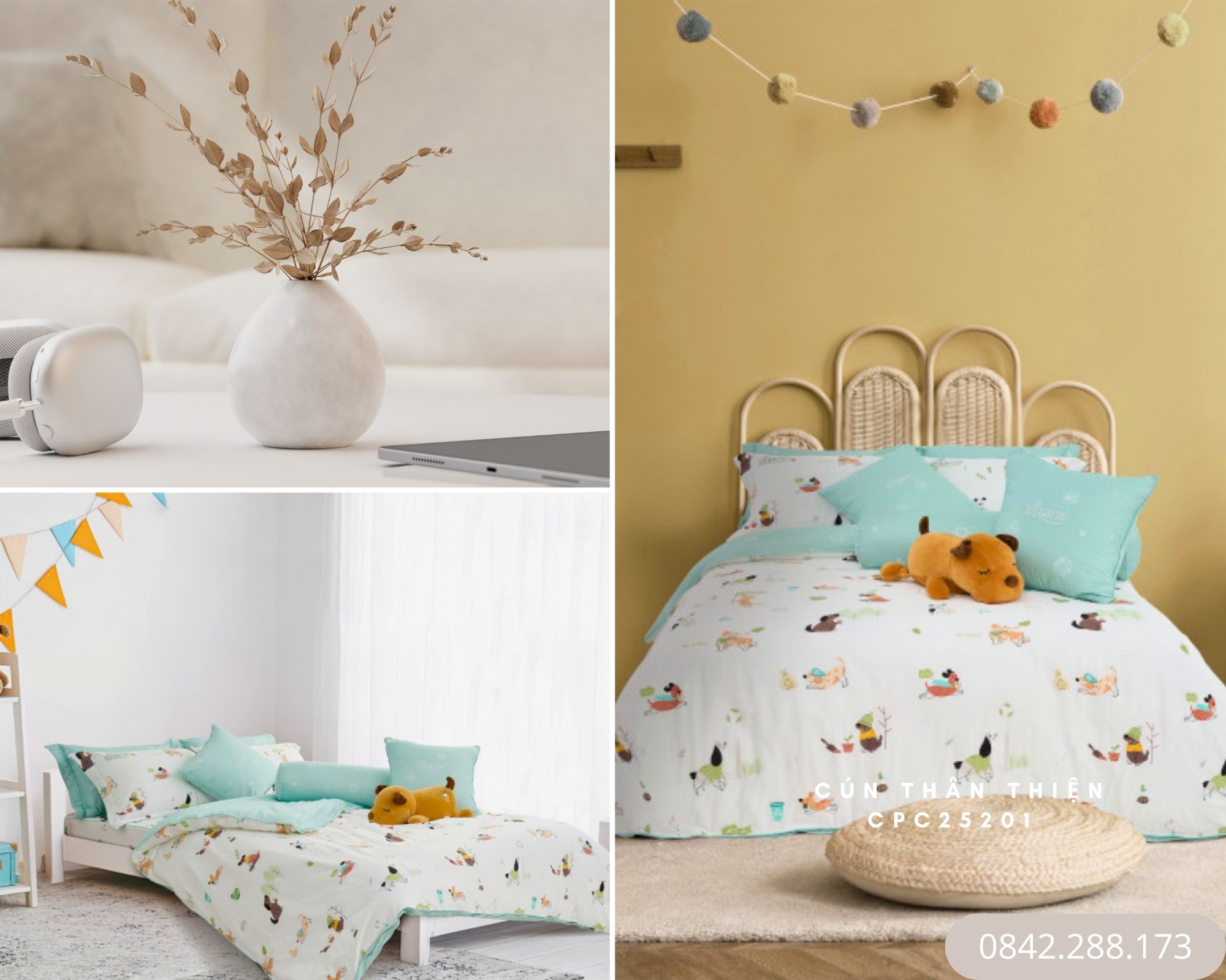 Bộ chăn ga gối Everon Kids Cún Thân Thiện- CPC25201