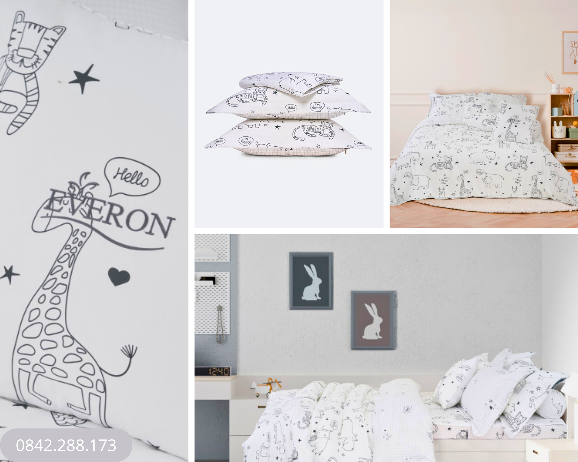 Bộ chăn ga gối Everon Kids Vườn Thú Tinh Nghịch - CPC25204