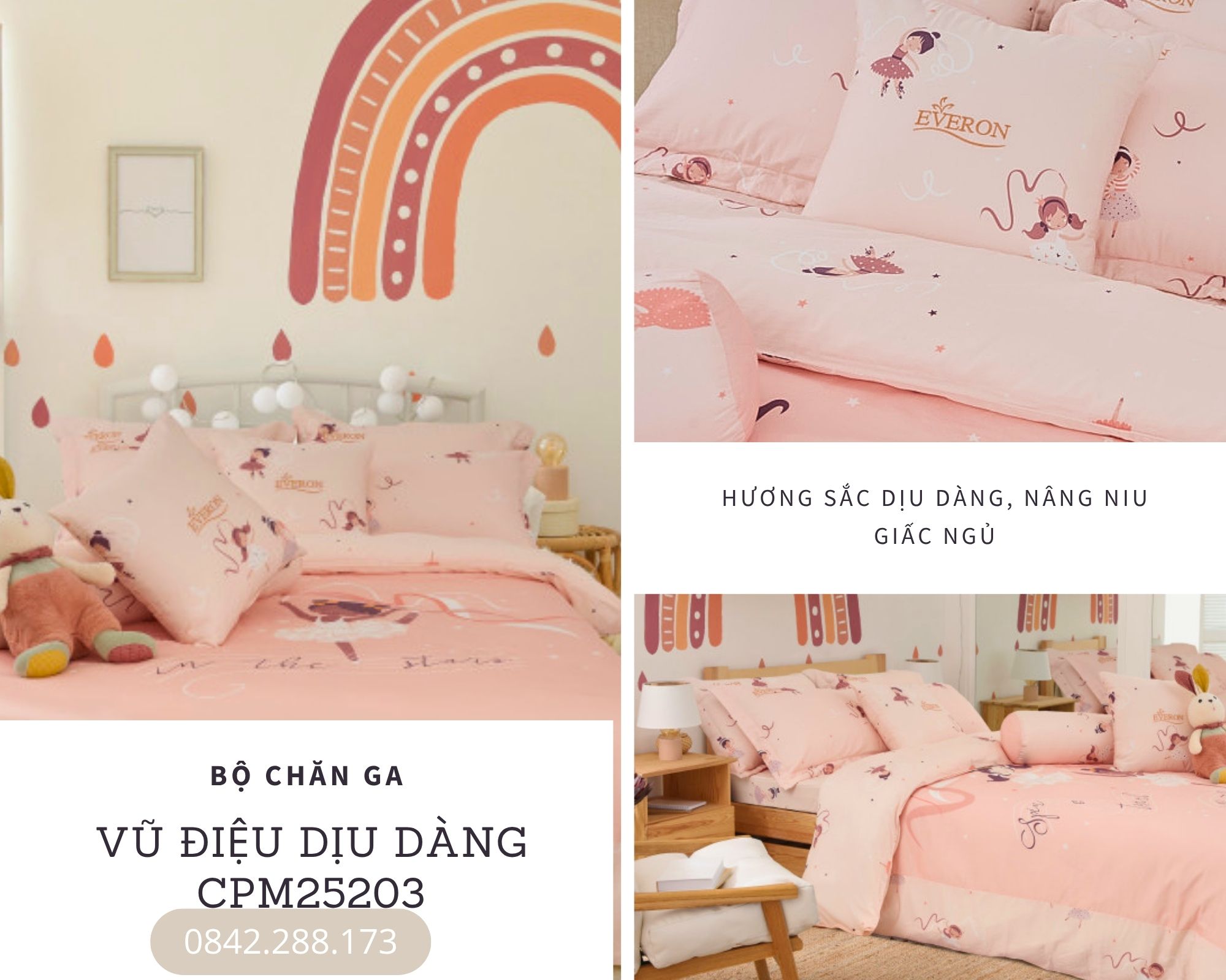 Bộ chăn ga Everon Vũ Điệu Dịu Dàng - CPM25203