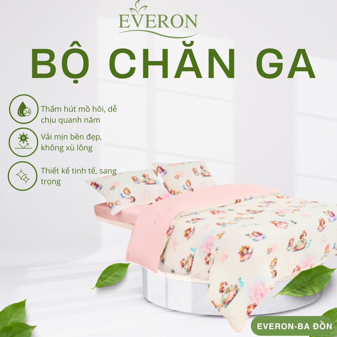 Bộ chăn ga gối Everon Kids Công Chúa Điệu - CPM25205 Bộ chăn ga gối Everon Kids Công Chúa Điệu - CPM25205