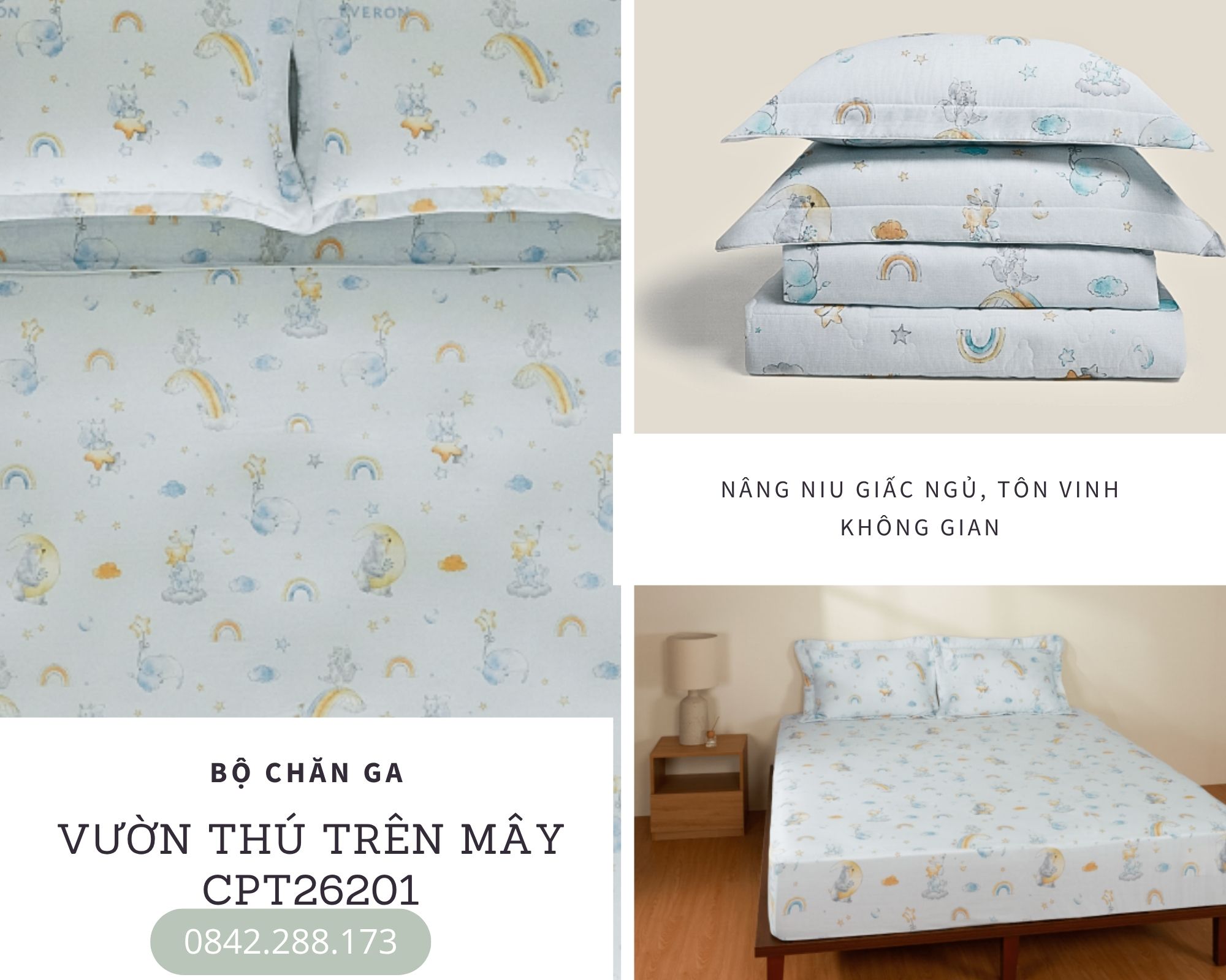  Bộ chăn ga gối Vườn thú trên mây - CPT26201