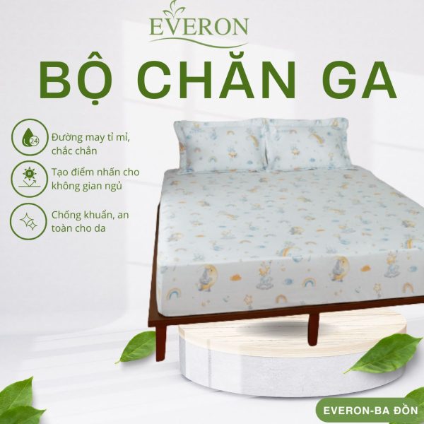 Bộ chăn ga gối Everon Vườn thú trên mây - CPT26201