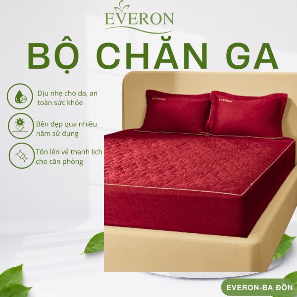 Bộ chăn ga gối Everon Lá Thu Đỏ - EPC26016