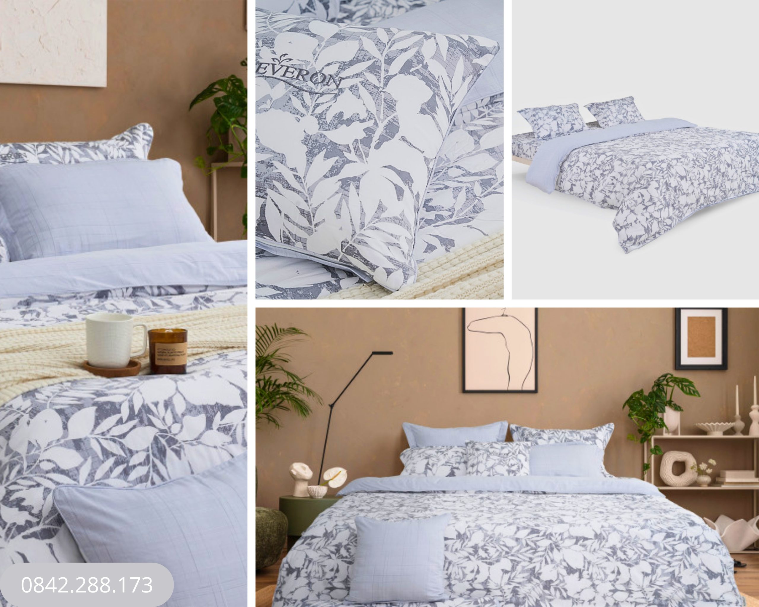 Bộ chăn ga gối Everon Chùm Lá Tinh Tế - EPM25026