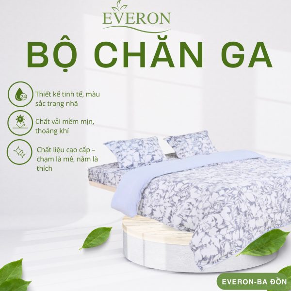 Bộ chăn ga gối Everon Chùm Lá Tinh Tế - EPM25026