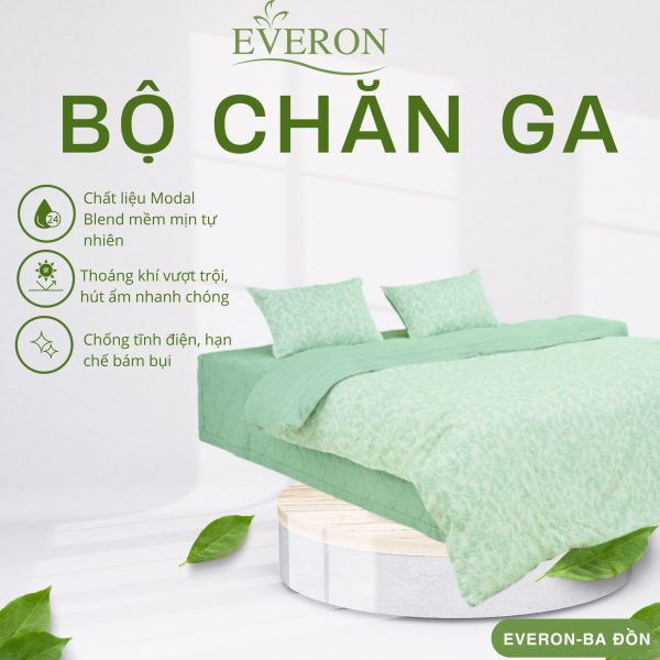 Bộ chăn ga gối Everon Lá Thạch Thảo - EPM25031