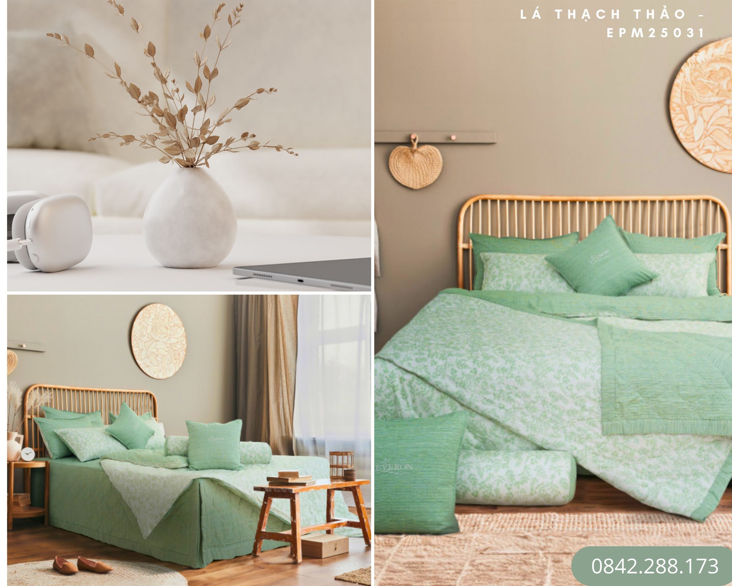 Bộ chăn ga gối Everon Lá Thạch Thảo - EPM25031