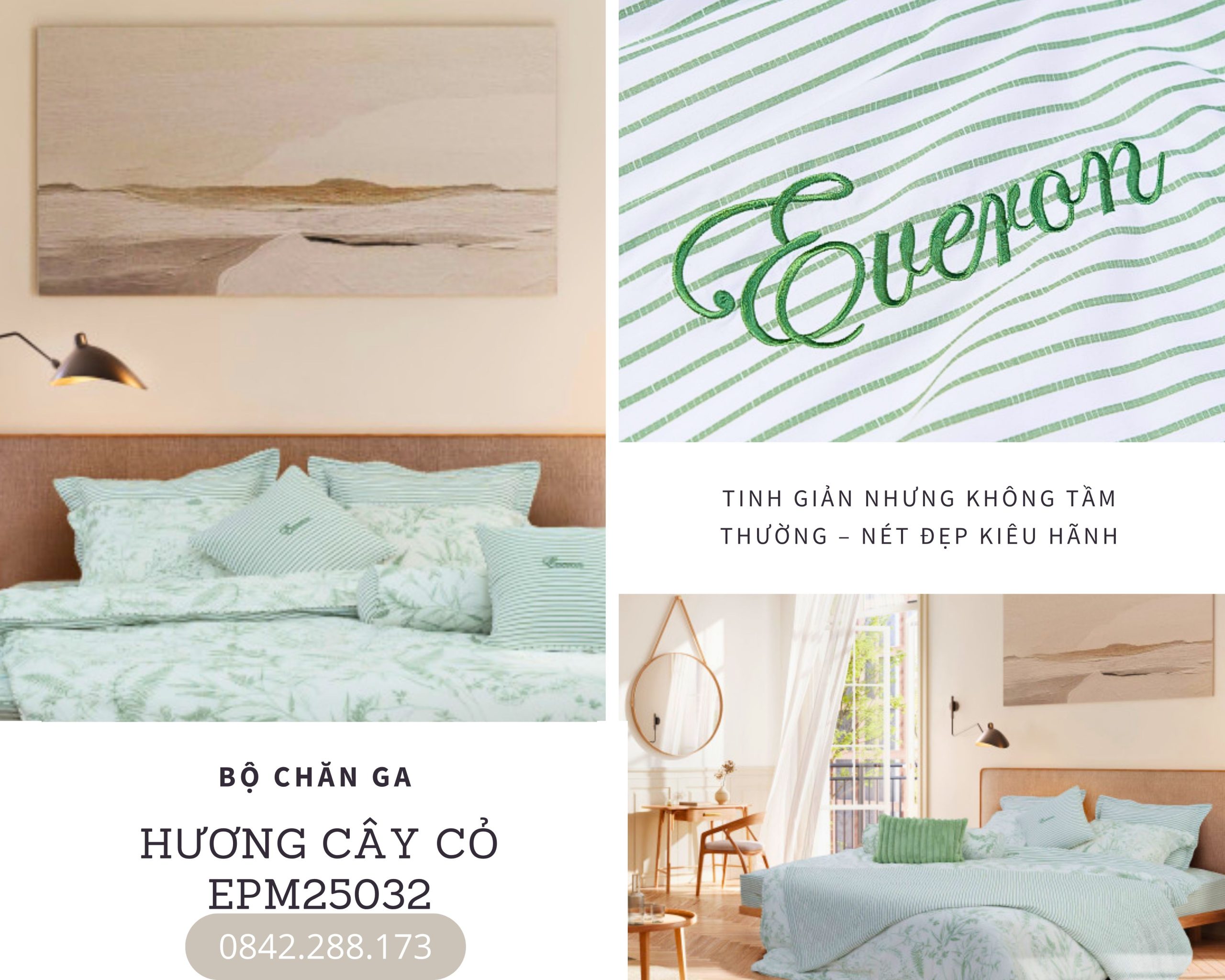 Bộ chăn ga gối Everon Hương Cây Cỏ - EPM25032
