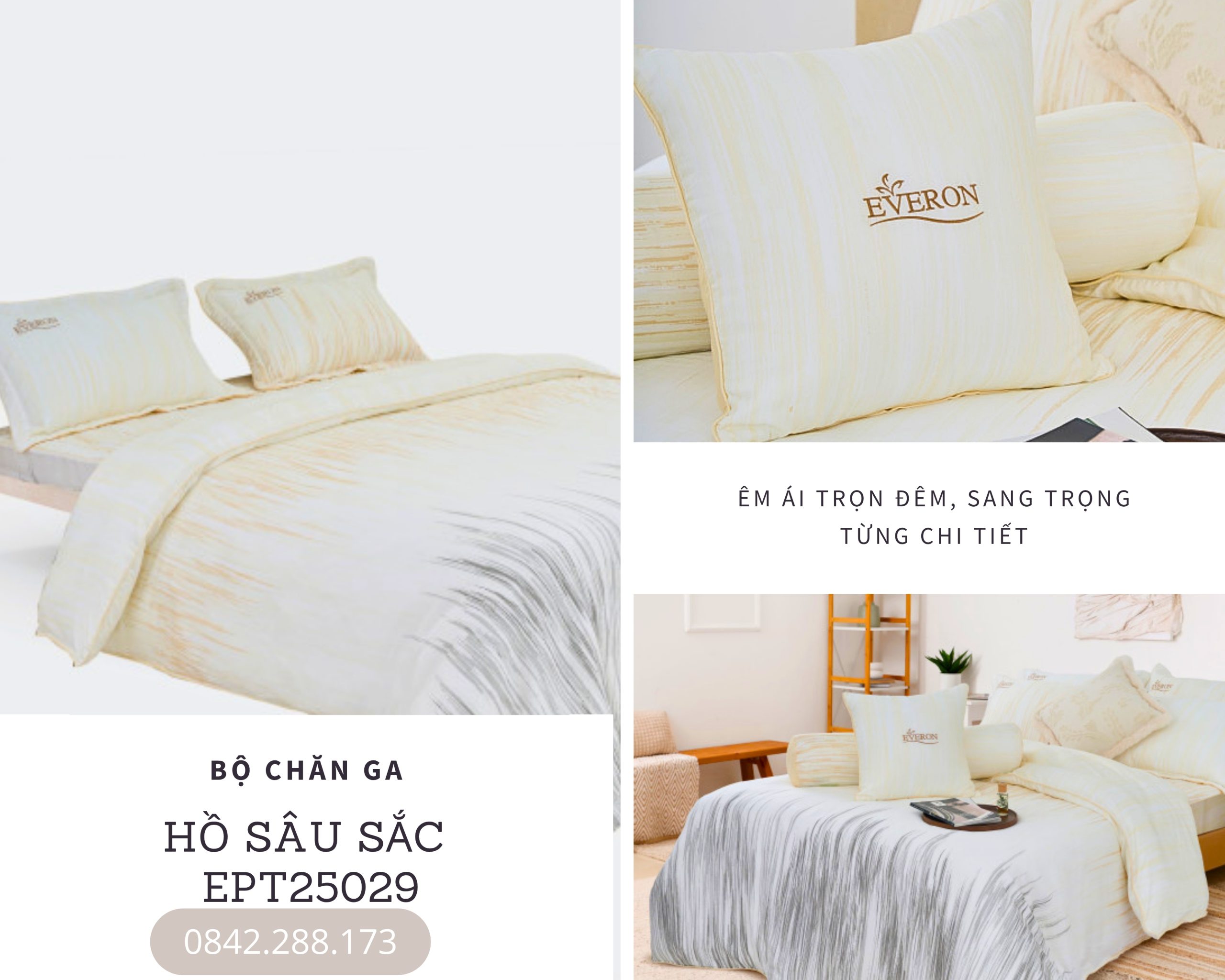 Bộ chăn ga gối Everon Hồ Sâu Sắc - EPT25029