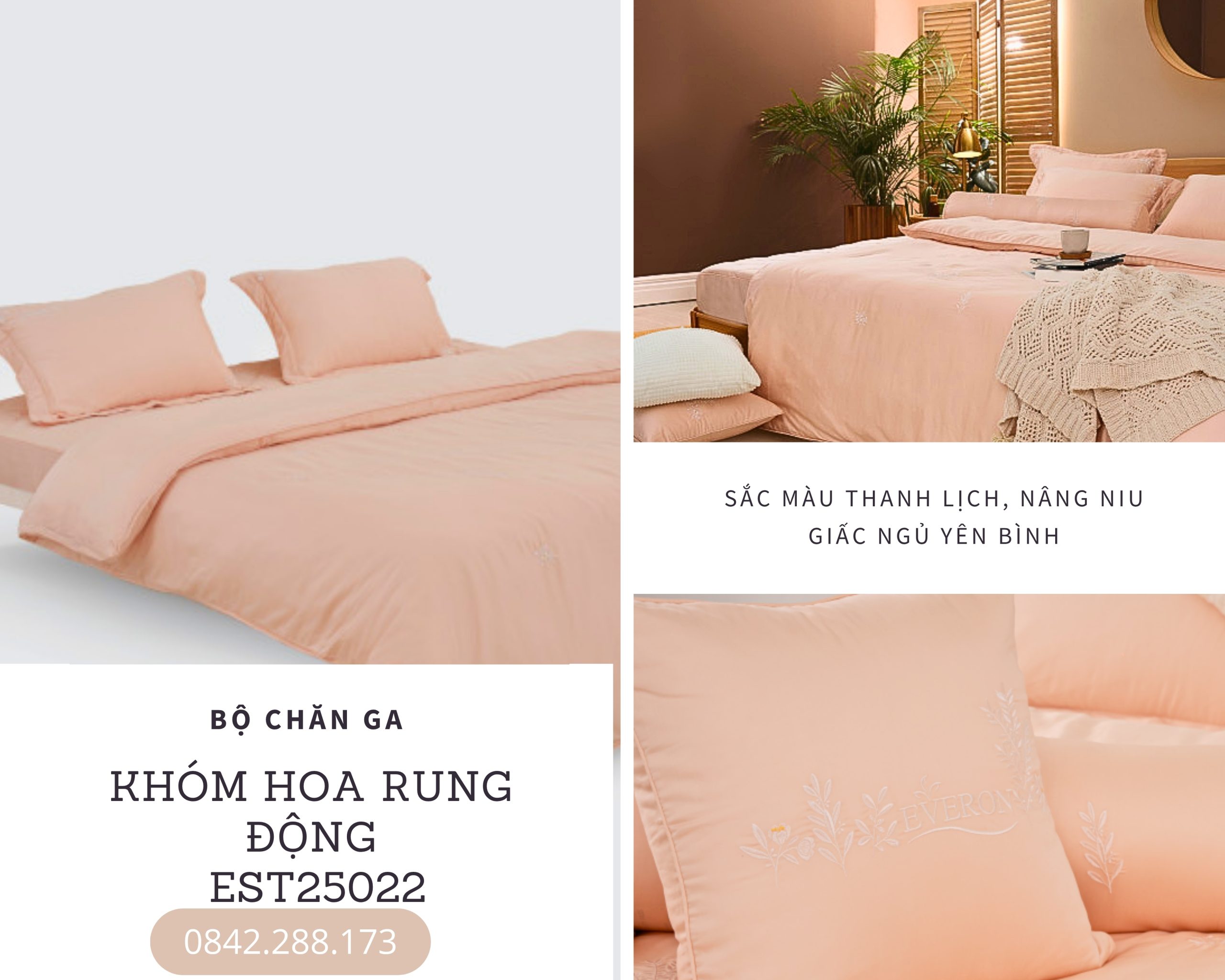 Bộ chăn ga gối Everon Khóm Hoa Rung Động - EST25022