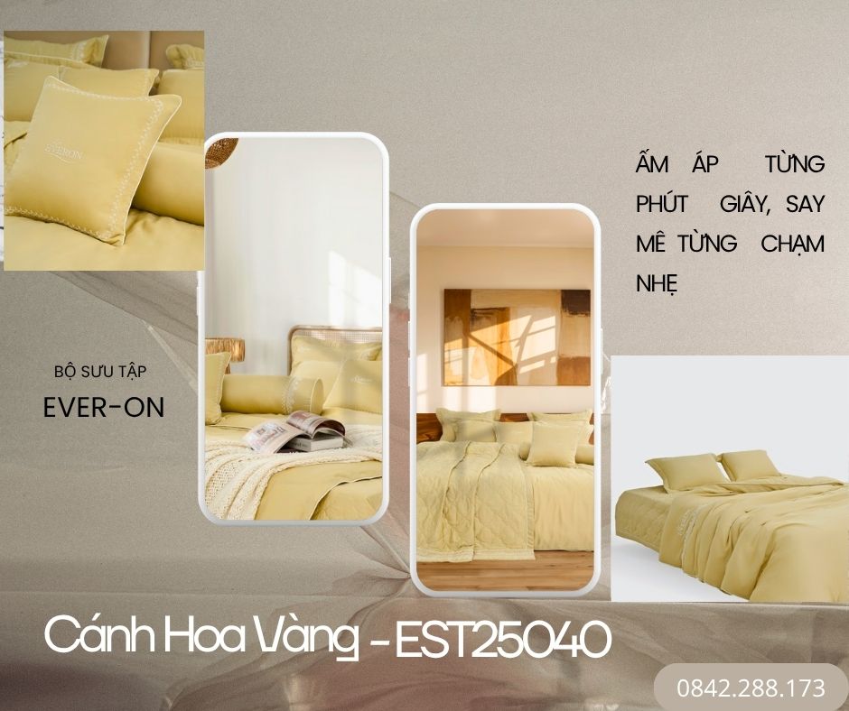 Bộ chăn ga gối Everon Cánh Hoa Vàng - EST25040