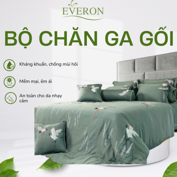 Bộ chăn ga gối Everon Crane - ASHM23101