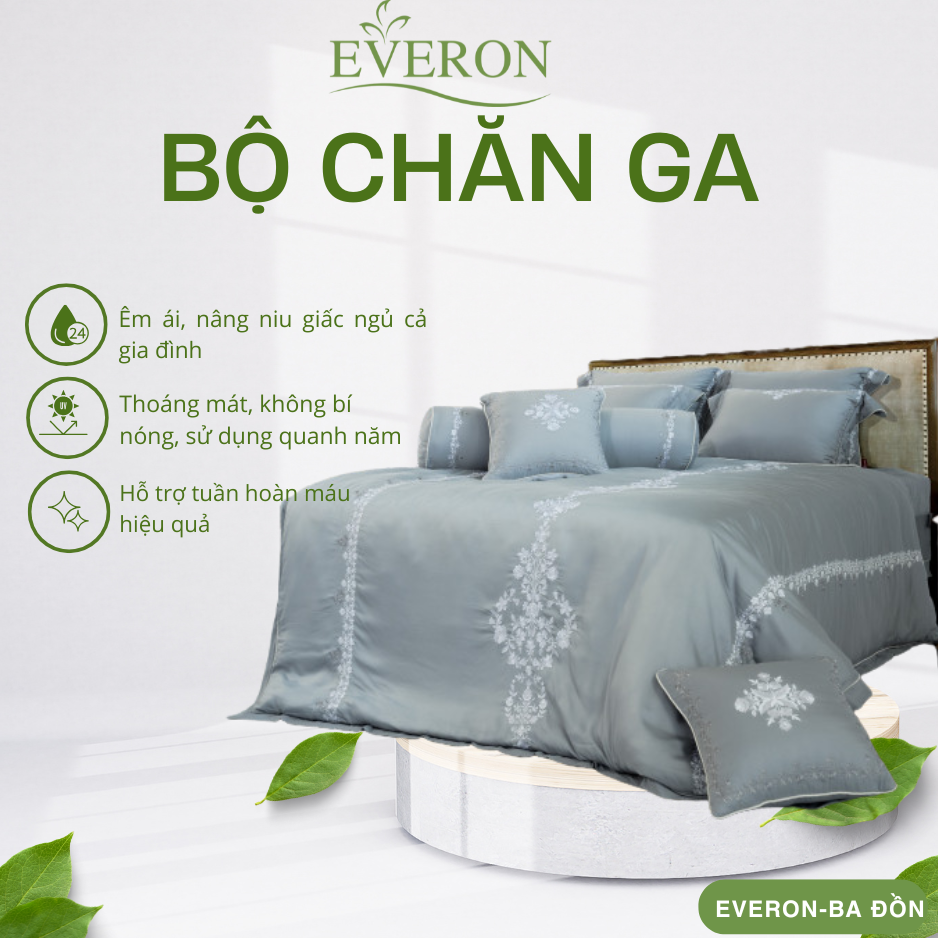 Bộ chăn ga gối Everon White Blossom - ASHM23106 Bộ chăn ga gối Everon White Blossom - ASHM23106