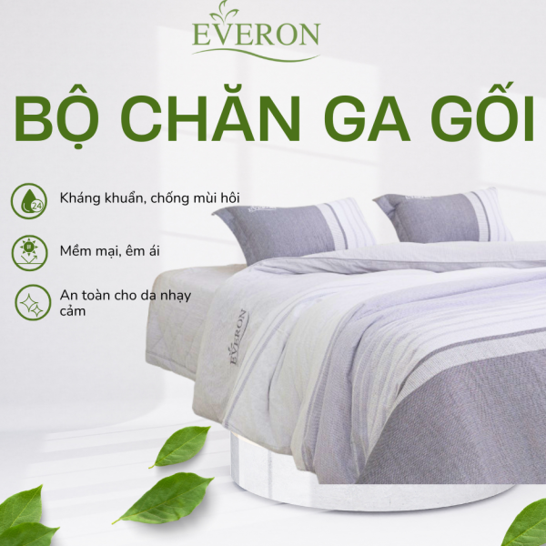 Bộ chăn ga gối Everon  Kẻ Giao Thoa - EPM25039