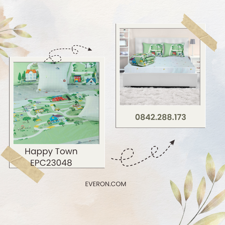 Bộ chăn ga gối Everon Happy Town - EPC23048