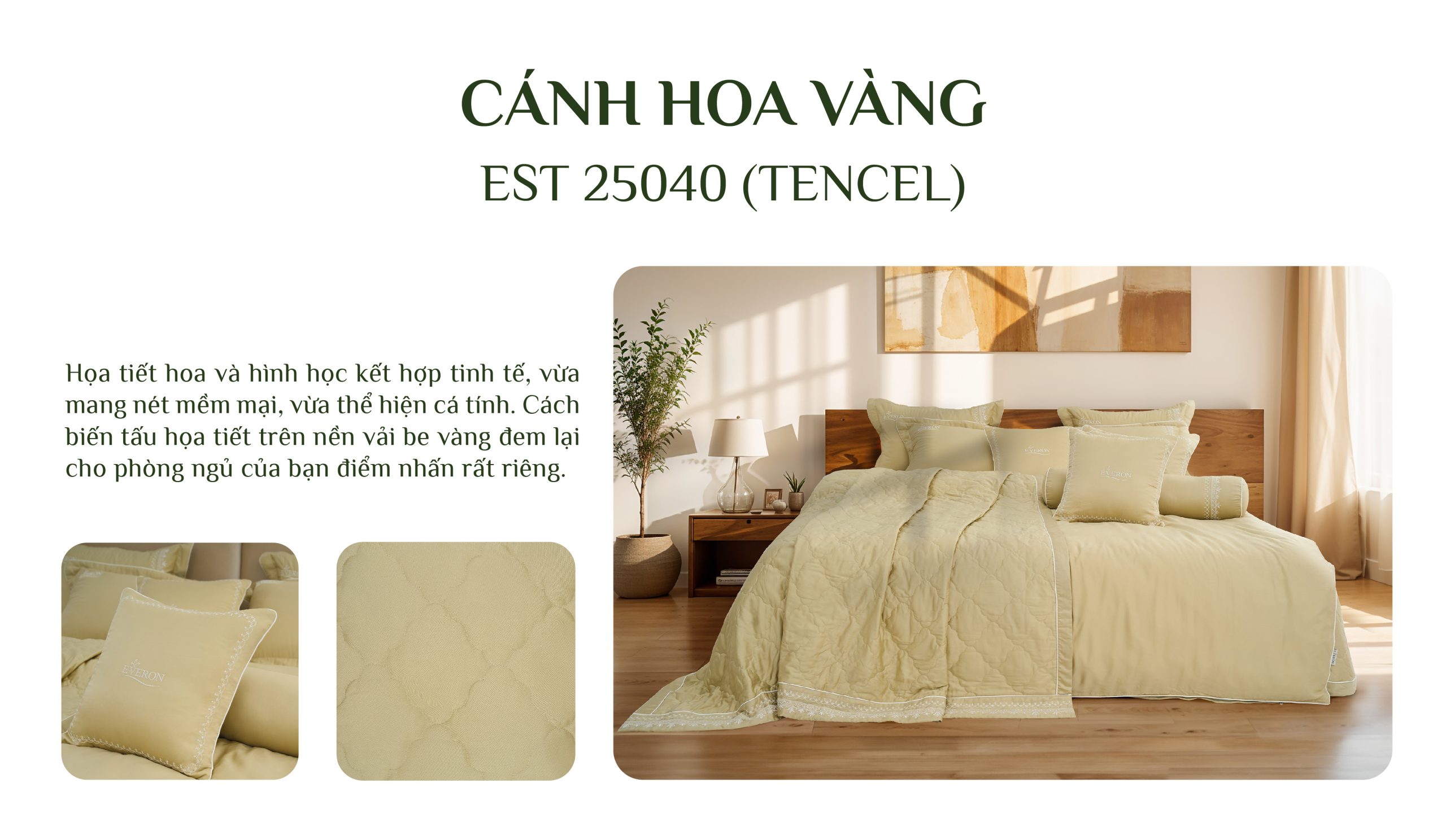 Bộ chăn ga gối Everon Cánh Hoa Vàng - EST25040