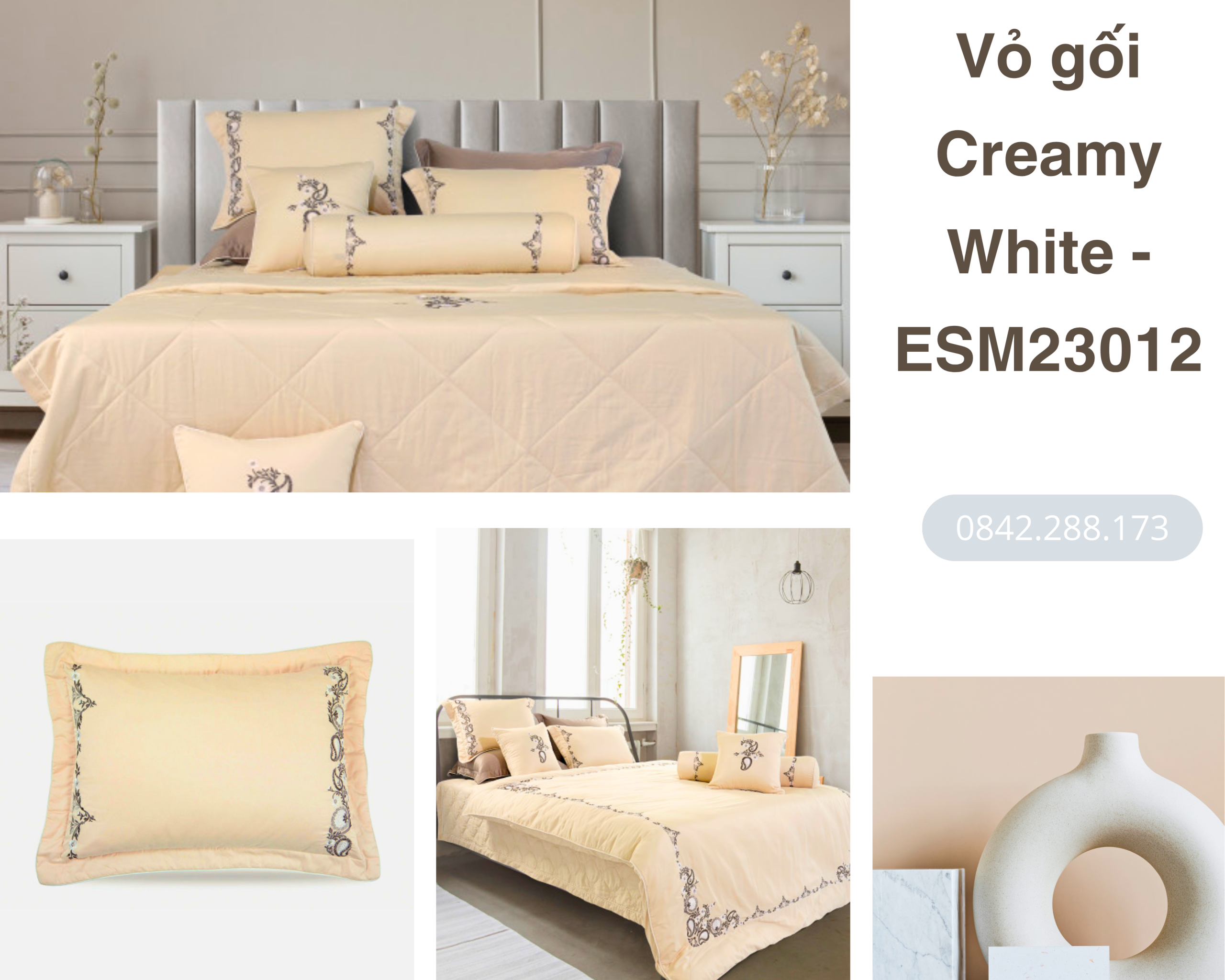 Vỏ gối Creamy White - ESM23012