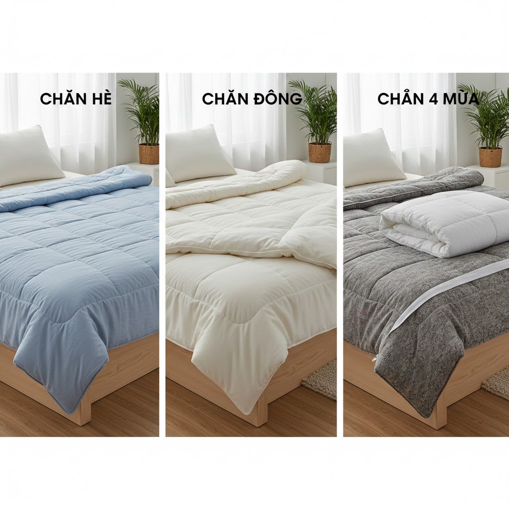 Phân biệt chăn hè chăn đông chăn bốn mùa EVERON