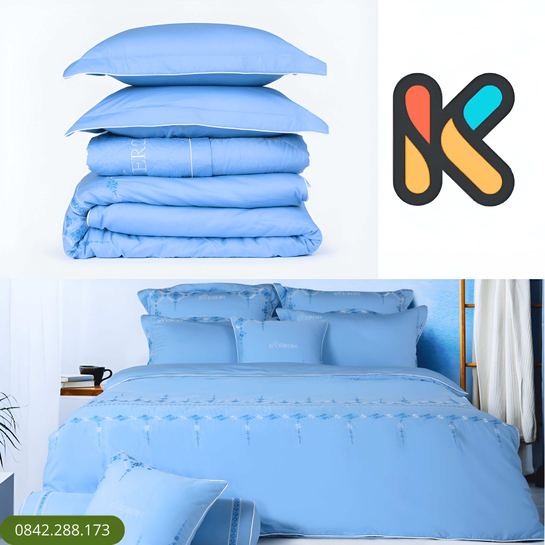 Bộ chăn ga Everon Chân Trời Xanh - ESM24014