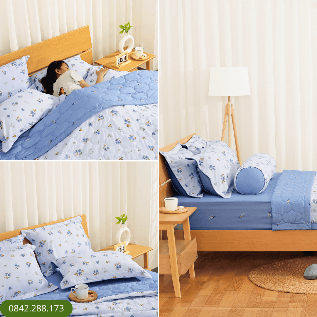 Chăn hè Microfiber K-Bedding KMP502 – Hoa nhí xanh