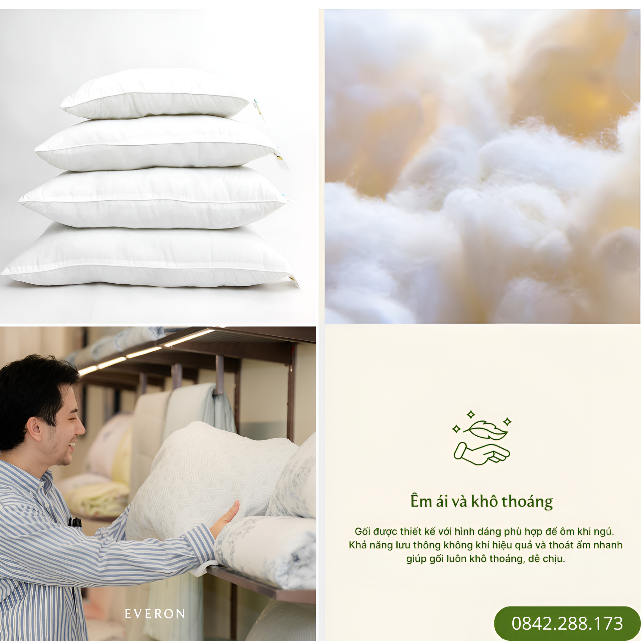 Ruột Gối Nằm đủ kích thước, thoáng hơi, kháng khuẩn, êm ái KWP_Kbedding - NV