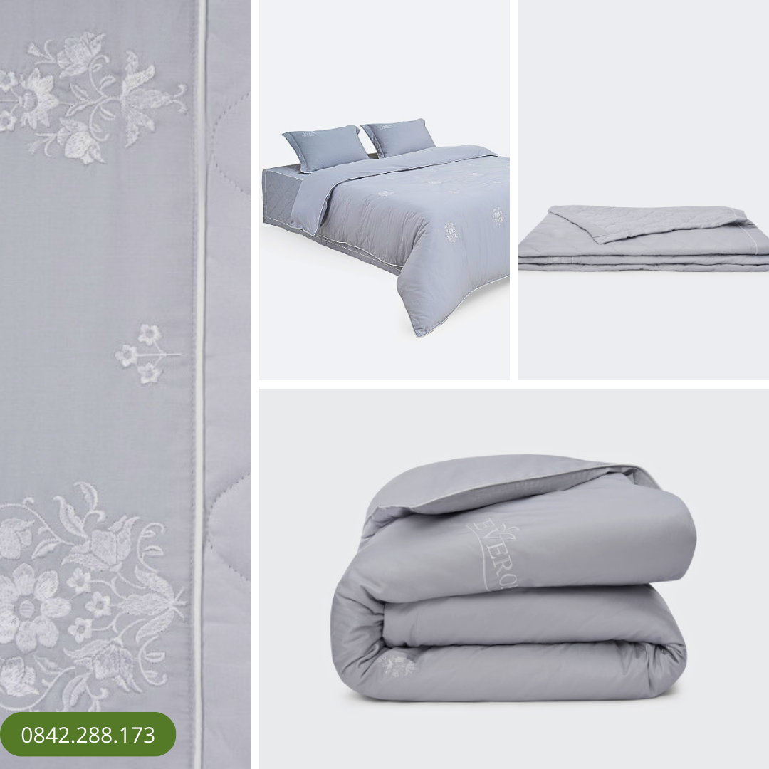 Chăn Hoa Thêu Xám – EST25042 