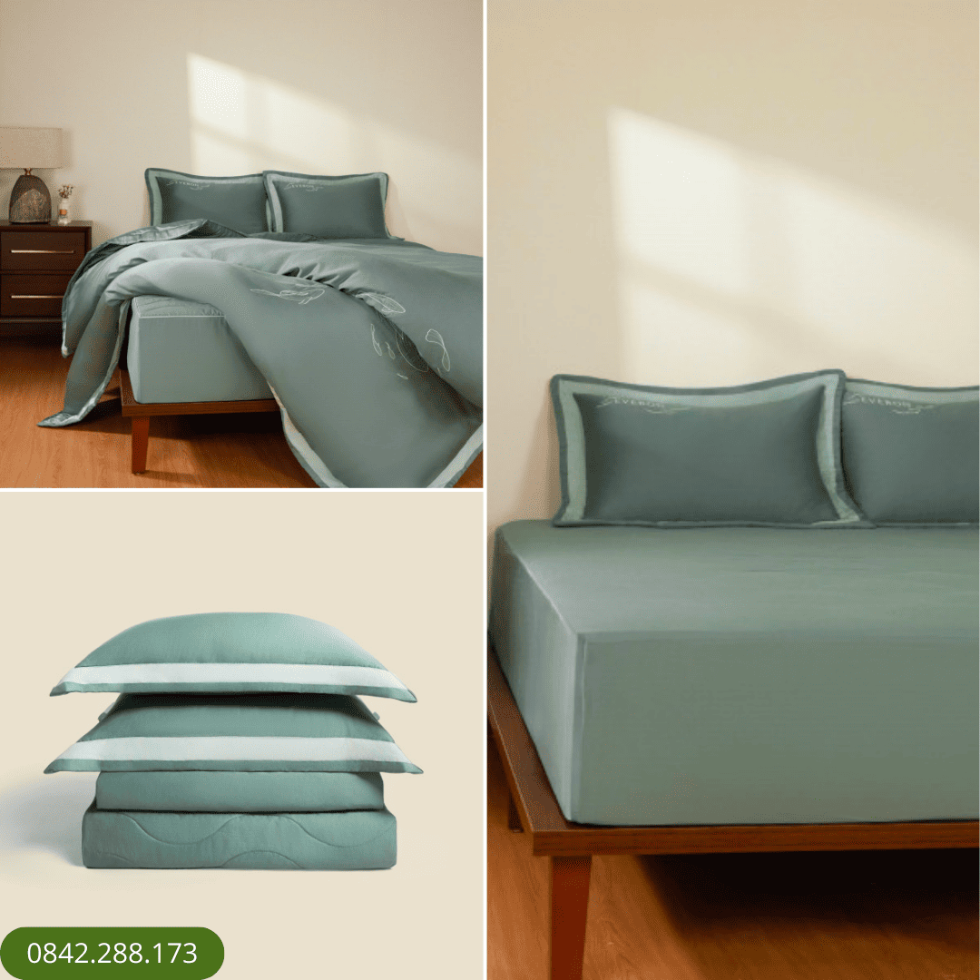 Bộ chăn ga chun chần Mặt hồ xanh - ESB26005