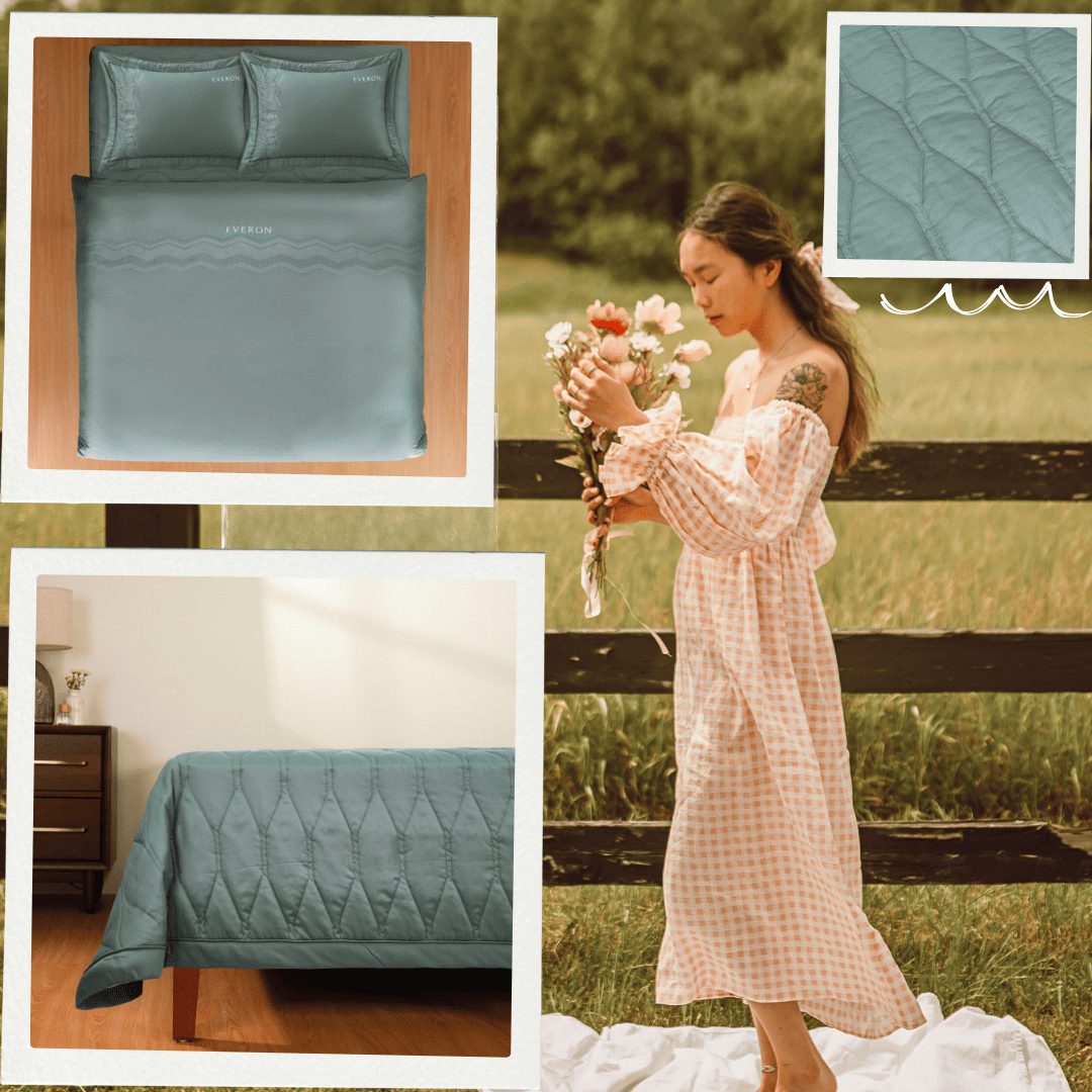 Bộ chăn ga chun chần Gợn sóng biếc - ESB26010