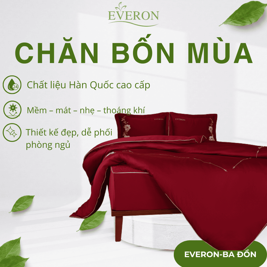 Chăn bốn mùa Everon Cẩm chướng đỏ - ESTC26007 Chăn bốn mùa Everon Cẩm chướng đỏ - ESTC26007