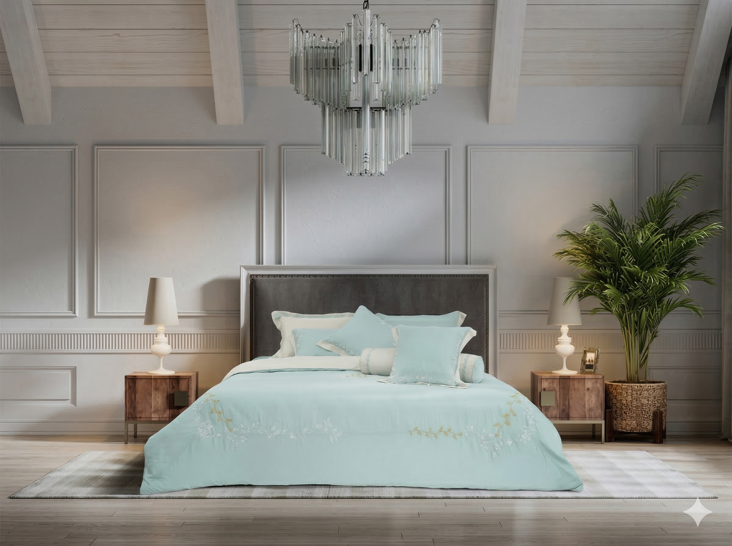 Bộ chăn ga chun chần Everon Thiên Hà Cao Quý – ASHM25101