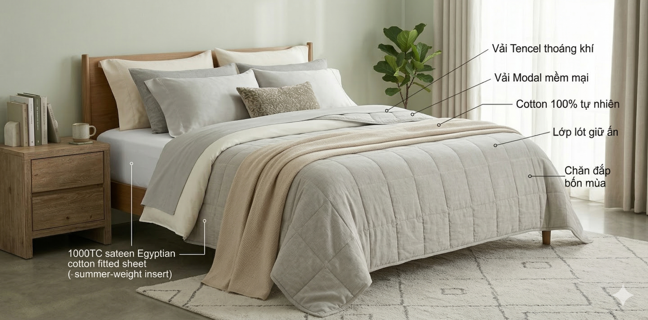 Cách chọn chăn ga dùng được cho cả bốn mùa